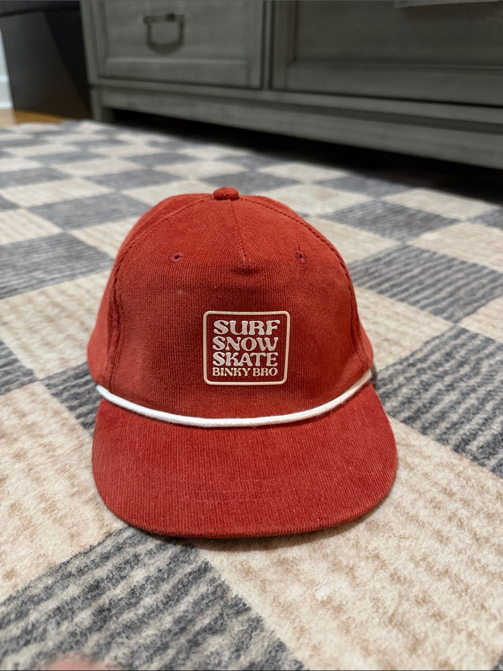 Kids Red Surf Snow Skate Cap with White Trim